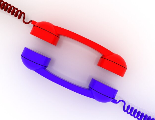 Dos tubos de teléfono retro 3d rindió la ilustración