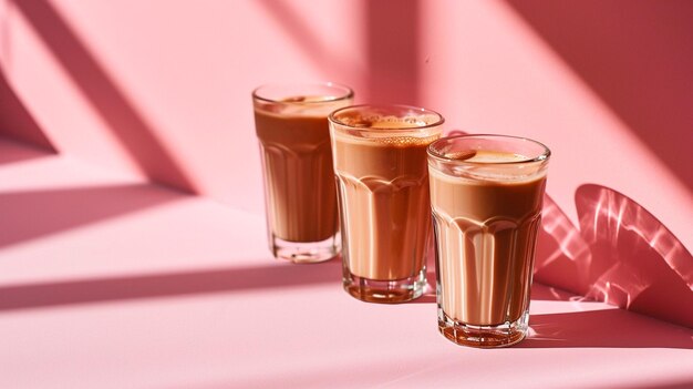 dos vasos de té rojo fresco en una mesa por la mañana por la mañana enfoque selectivo