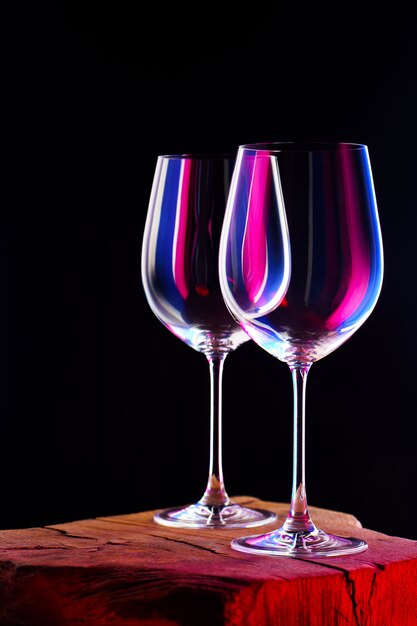 Dos vasos vacíos para un vino.