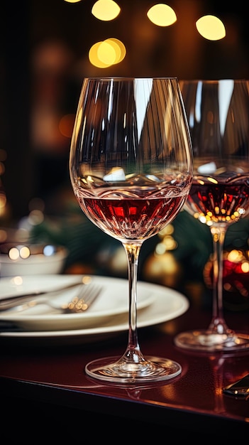 dos vasos de vino con una cuchara y un plato con un tenedor en él