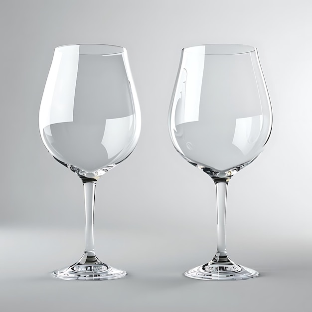 Dos vasos de vino vacíos en 3D