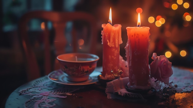 Foto dos velas de shabbat en una mesa de fondo judío