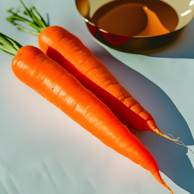 dos zanahorias dulces en el plato