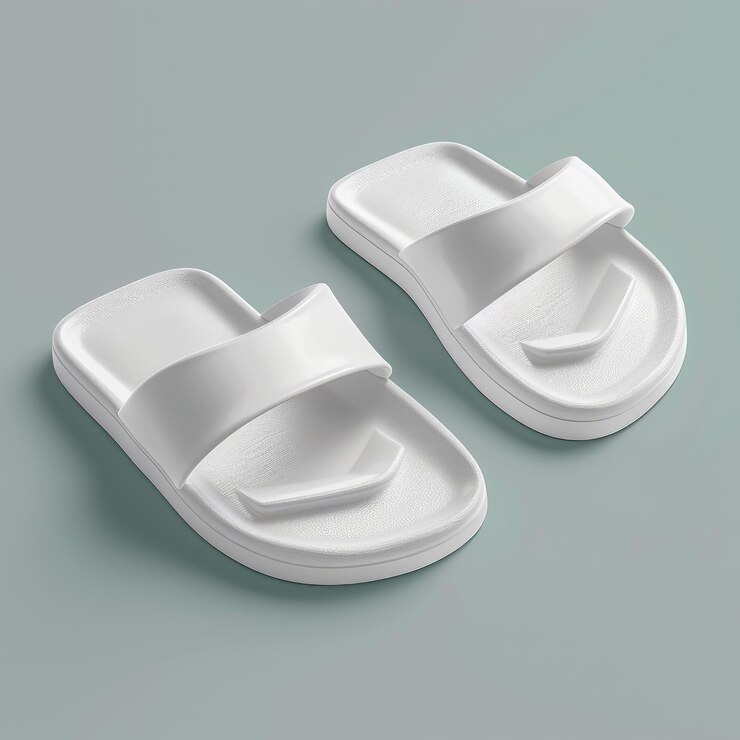 dos zapatillas blancas con una correa blanca que dice en ella