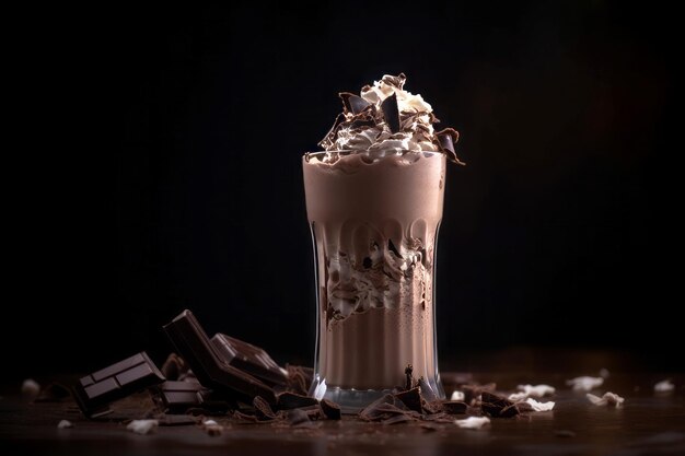 Foto dose de milkshake de chocolate copo doce gerar ai