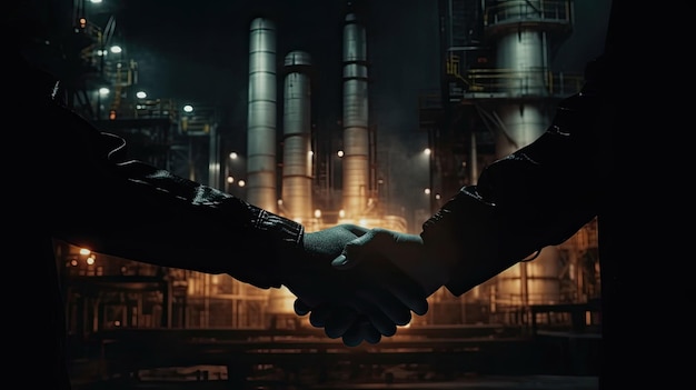 Double_exposure_of_business_handshake_for_success com Generative AI Technology