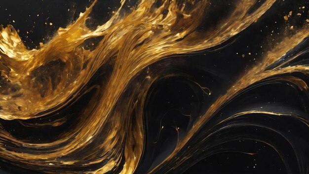 Foto dourado brilhante fundo abstrato luxo fumaça preta pintura acrílica explosão submarina sw cósmica