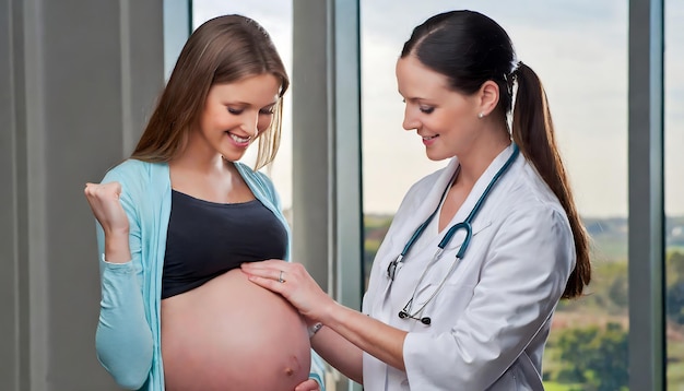 Foto doutor com uma mulher grávida.