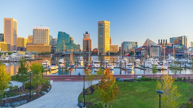 Downtown Baltiimore city skyline paisagem urbana de Maryland nos EUA