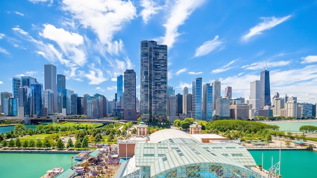 Downtown Chicago Skyline Stadtbild in Illinois, USA