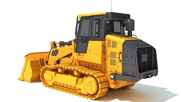 Dozer maquinaria de construcción pesada representación 3D en fondo blanco