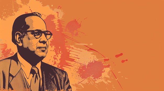 Dr. Babasaheb Saheb Ambedkar Jayanti un dibujo de un hombre con gafas y corbata