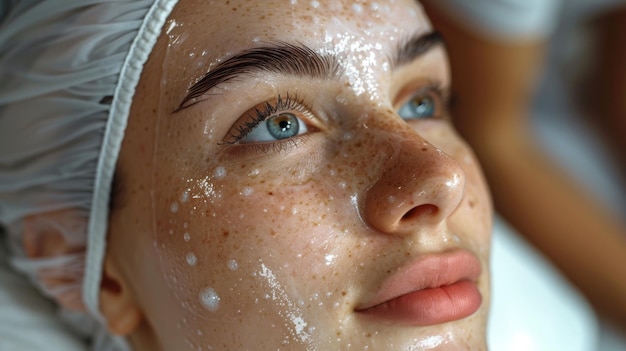 Dr. Dermatólogo tratando a una paciente con una erupción alérgica, eczema y otras enfermedades de la piel