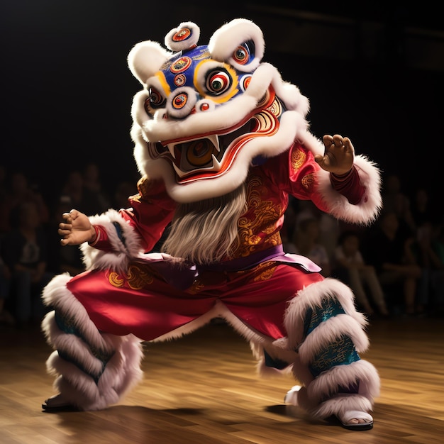 Foto drachen- oder löwentanzshow barongsai zur feier des chinesischen neujahrsfestes asiatisch traditionell