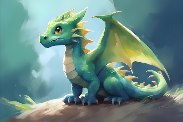 Drachen-Wasserfarben-Illustration Tapete