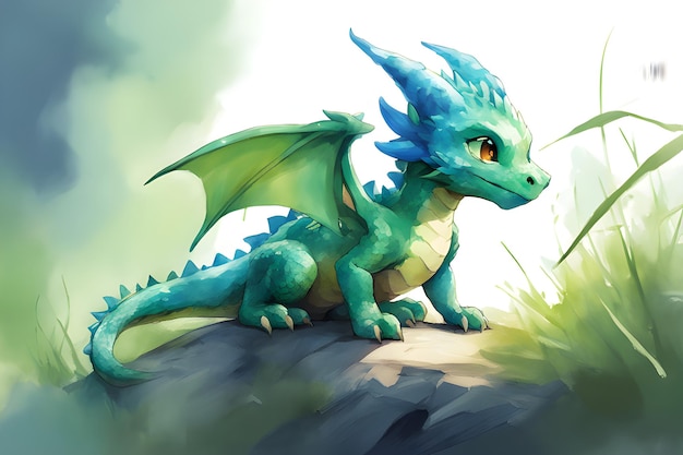 Drachen-Wasserfarben-Illustration Tapete