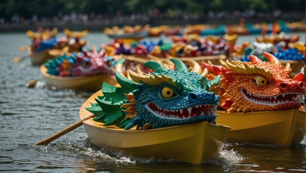 Foto drachenboote festival chinesisches neujahr drachen