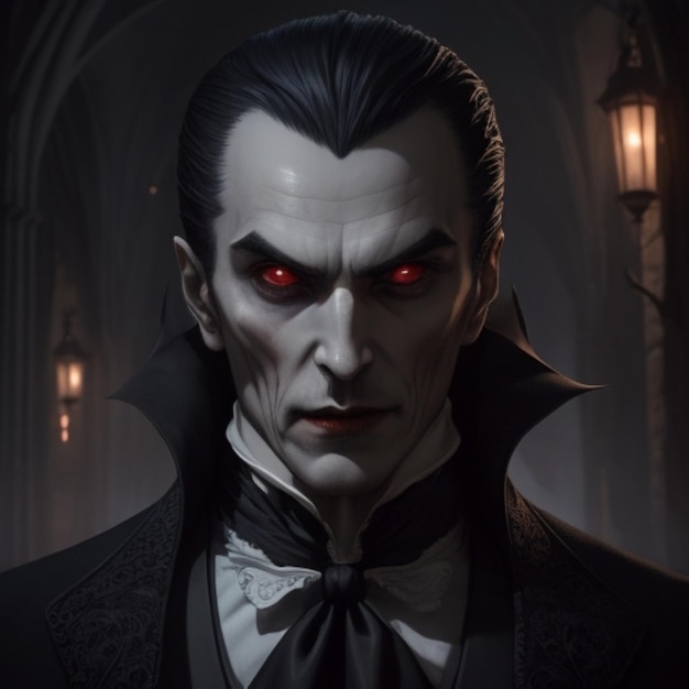 Foto dracula mit seinen großen zähnen