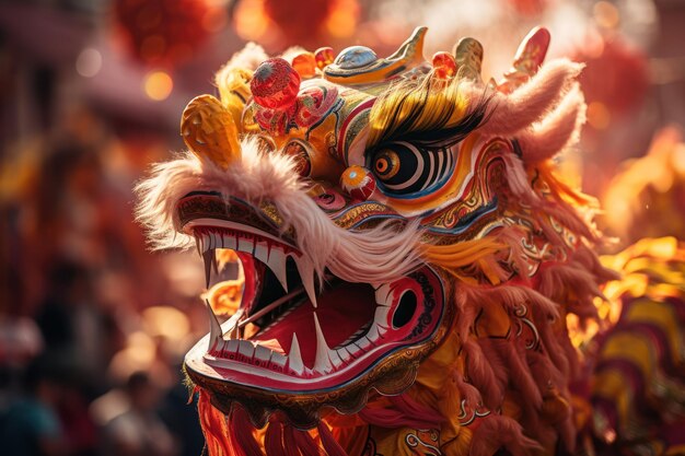 Dragão chinês como um personagem para a dança do dragão no festival do ano novo chinês