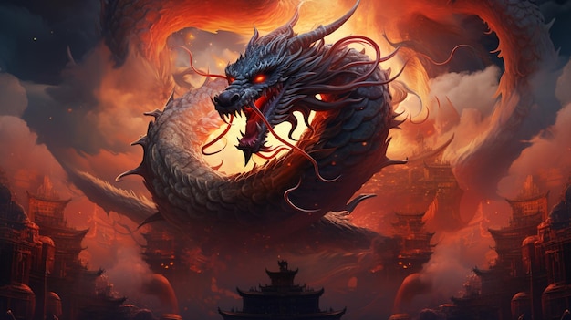 Foto dragão chinês de fundo