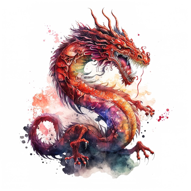 Dragão chinês em fundo branco generativo ai