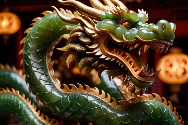 Foto dragão chinês esculpido em pedra preciosa de jade