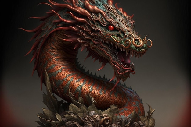 Dragão chinês tradicional na ilustração escura do backgrpund