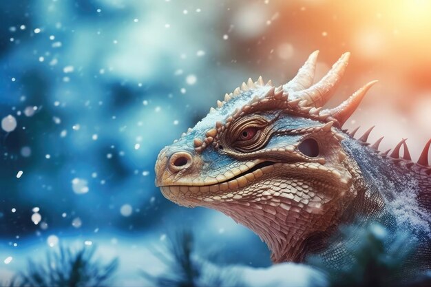 Mini Dragão Com Chifres Brancos Na Neve Assiste a Queda De Flocos De Neve  Durante Os Dragões Ano Novo, O Gerador Ai Ilustração Stock - Ilustração de  inverno, verde: 273217185