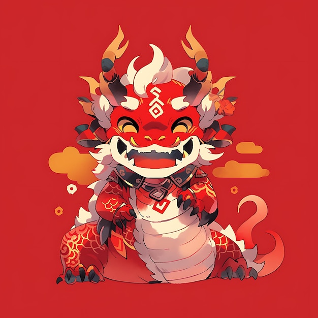 Foto dragão na cultura asiática dragão bonito de chinês para o tema do ano novo lunar ser mais feliz e brilhante