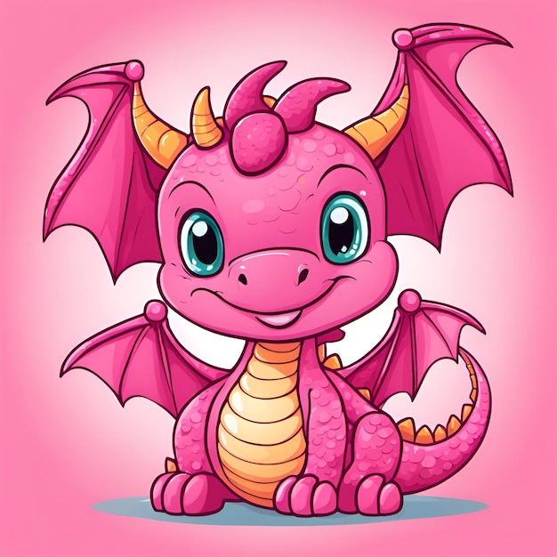 Foto dragão sorridente de desenho animado pequeno e fofo