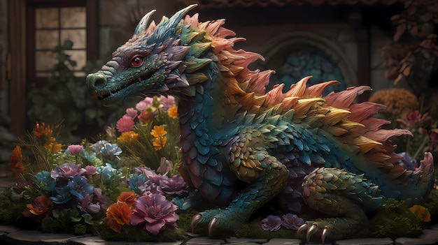Foto dragão tradicional chinês representação colorida dragão