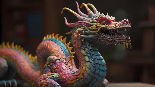 Dragão tradicional chinês representação colorida dragão