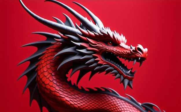 Dragão vermelho em fundo vermelho fundo de ano novo chinês