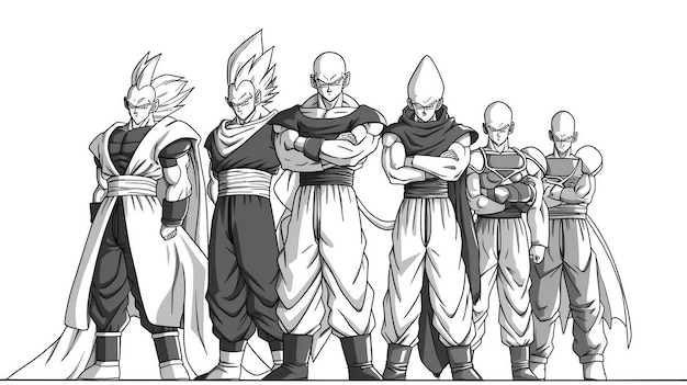 Dragon ball cuerpo completo para colorear páginas lo mejor de páginas para colorear para niños en el estilo de blanco y negro