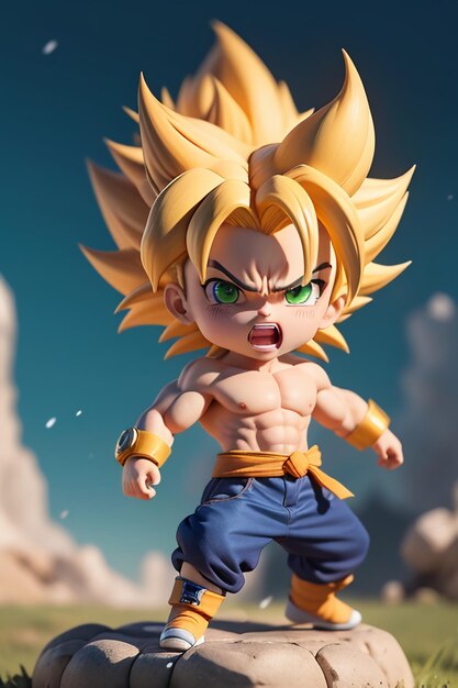 Dragon ball super saiyan menino de cabelo amarelo personagem de anime de  desenho animado japonês modelo de brinquedo feito à mão