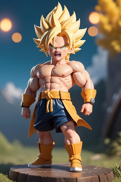 Dragon ball super saiyan menino de cabelo amarelo personagem de anime de  desenho animado japonês modelo de brinquedo feito à mão