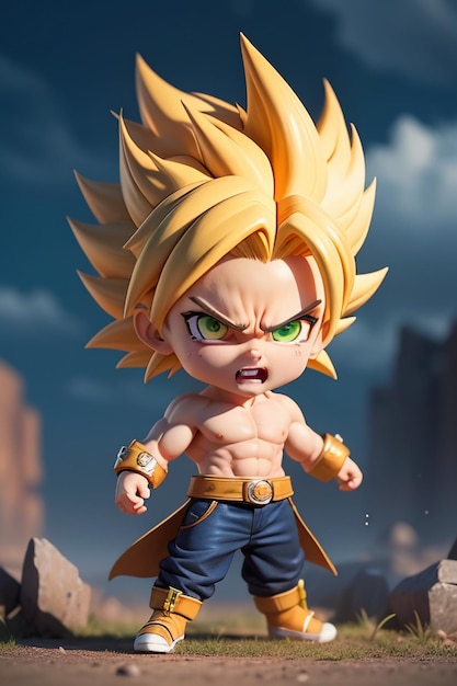 Dragon ball super saiyan menino de cabelo amarelo personagem de anime de  desenho animado japonês modelo de brinquedo feito à mão