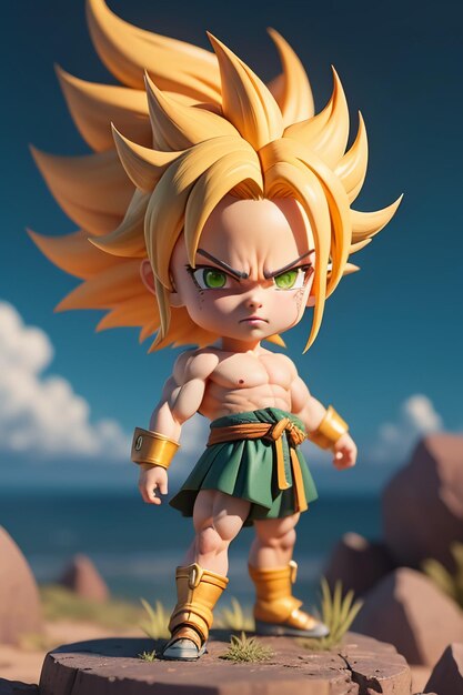 Dragon ball super saiyan menino de cabelo amarelo personagem de anime de  desenho animado japonês modelo de brinquedo feito à mão