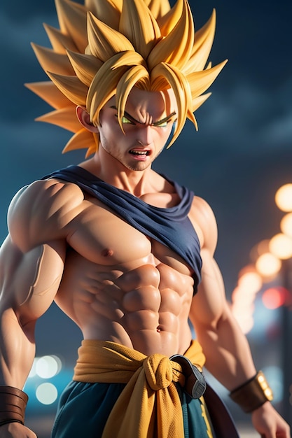 Dragon ball super saiyan menino de cabelo amarelo personagem de anime de  desenho animado japonês modelo de brinquedo feito à mão