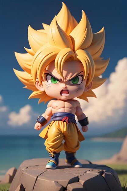 Dragon ball super saiyan menino de cabelo amarelo personagem de anime de  desenho animado japonês modelo de brinquedo feito à mão