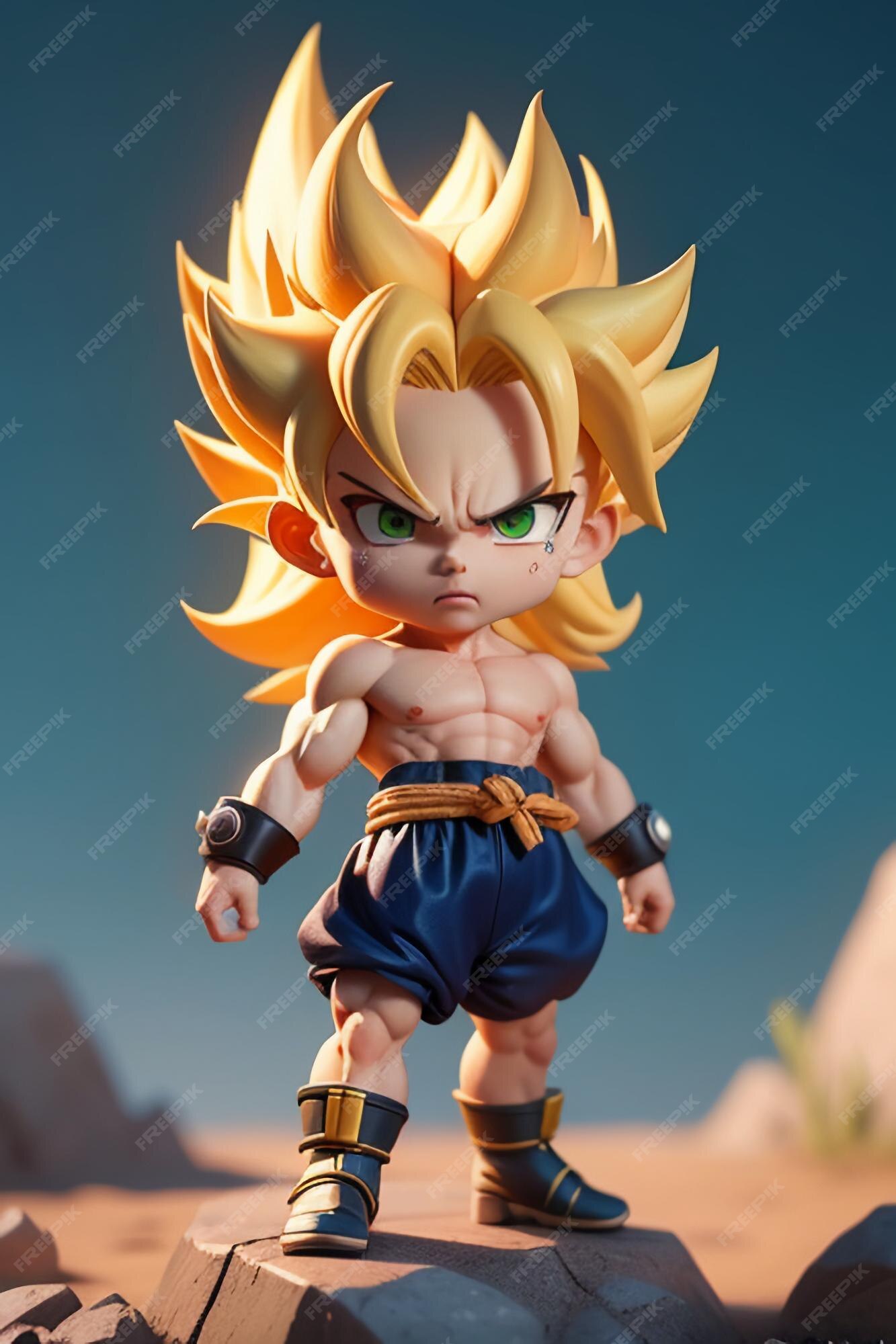 Dragon ball super saiyan menino de cabelo amarelo personagem de anime de  desenho animado japonês modelo de brinquedo feito à mão