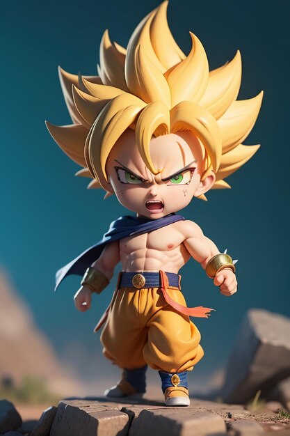 Dragon ball super saiyan menino de cabelo amarelo personagem de anime de  desenho animado japonês modelo de brinquedo feito à mão