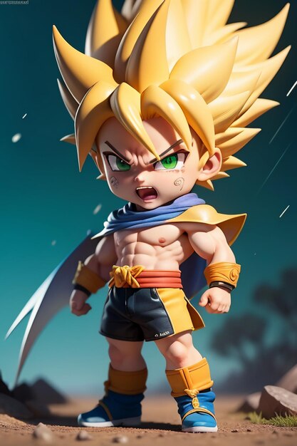 Dragon ball super saiyan menino de cabelo amarelo personagem de anime de  desenho animado japonês modelo de brinquedo feito à mão