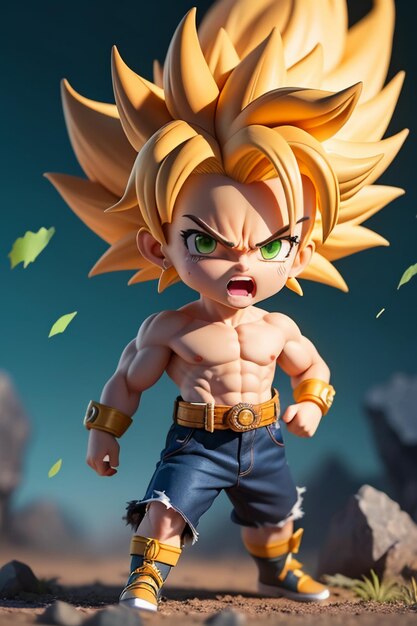 Dragon ball super saiyan menino de cabelo amarelo personagem de anime de  desenho animado japonês modelo de brinquedo feito à mão