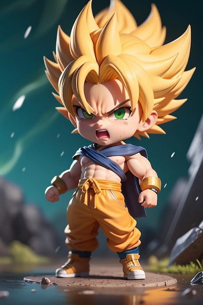 Dragon ball super saiyan menino de cabelo amarelo personagem de anime de  desenho animado japonês modelo de brinquedo feito à mão