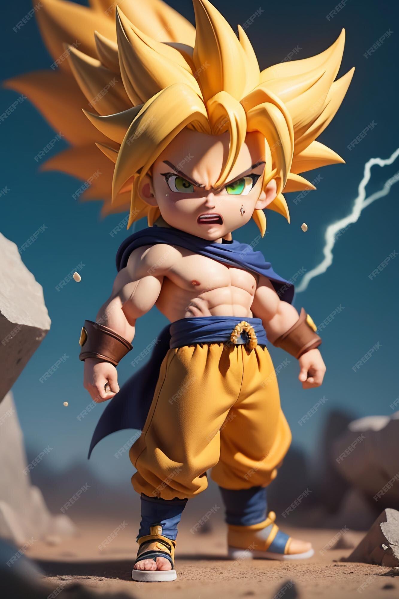 Dragon ball super saiyan menino de cabelo amarelo personagem de anime de  desenho animado japonês modelo de brinquedo feito à mão