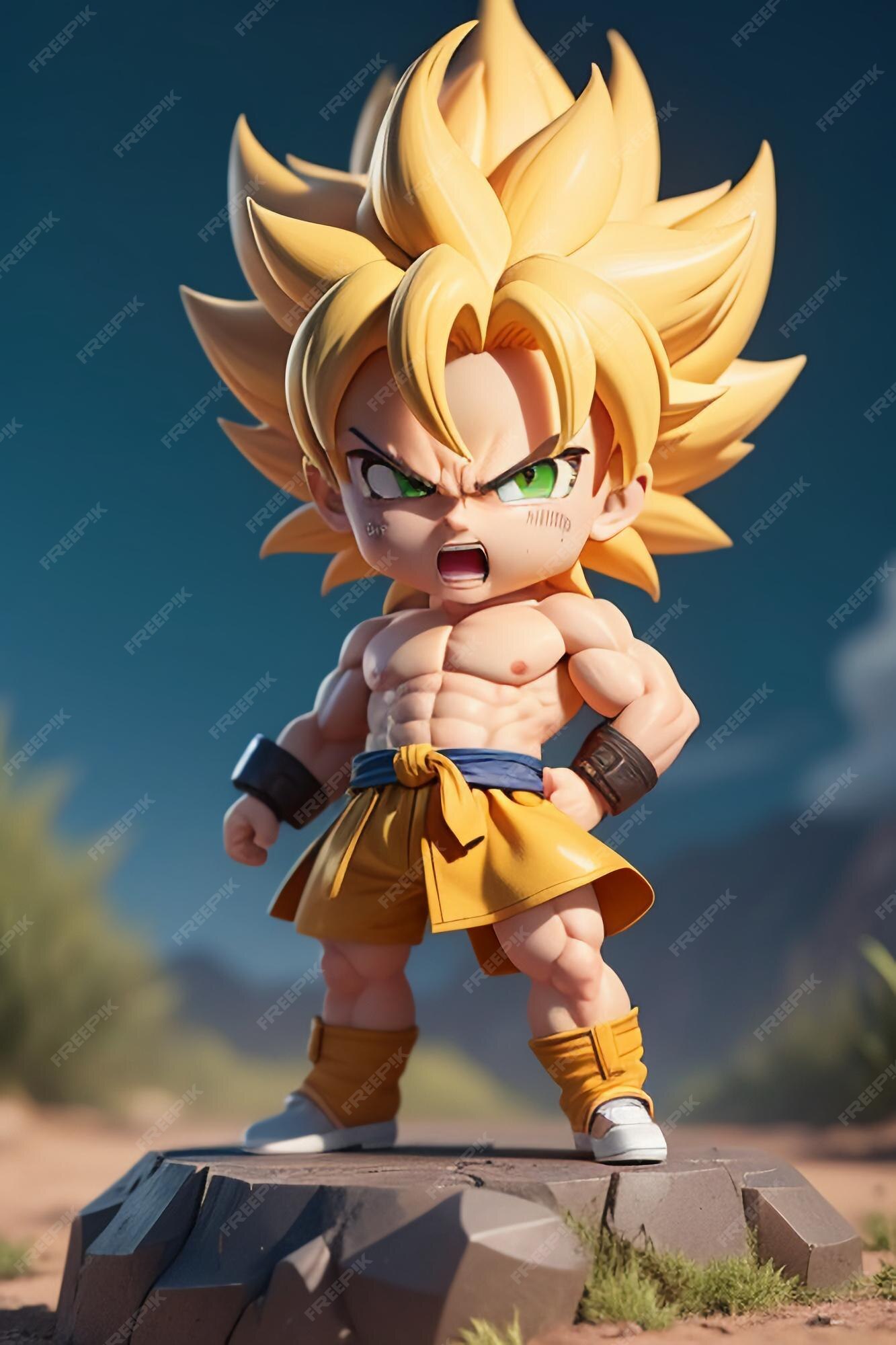 Dragon ball super saiyan menino de cabelo amarelo personagem de anime de  desenho animado japonês modelo de brinquedo feito à mão