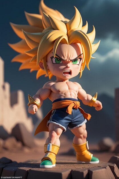 Dragon ball super saiyan menino de cabelo amarelo personagem de anime de  desenho animado japonês modelo de brinquedo feito à mão