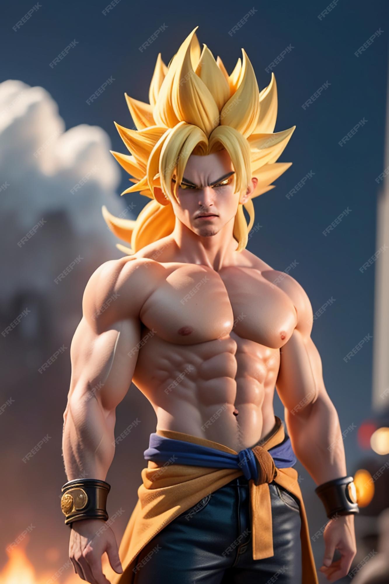 Dragon ball super saiyan menino de cabelo amarelo personagem de