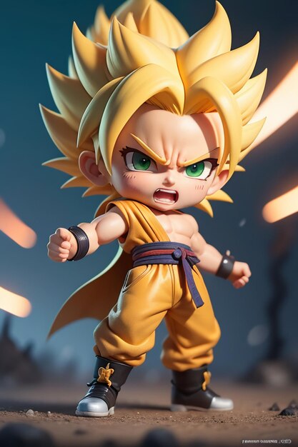 Dragon ball super saiyan menino de cabelo amarelo personagem de anime de  desenho animado japonês modelo de brinquedo feito à mão